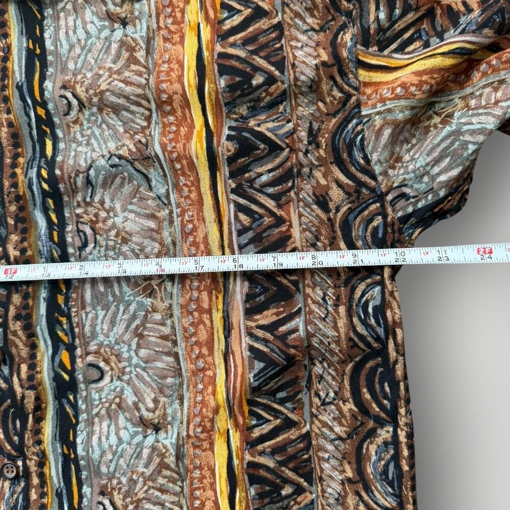Vintage Yashi Yamamuri Italy Abstract Tribal Print Button Up Shirt Womens XL - Picture 8 of 9